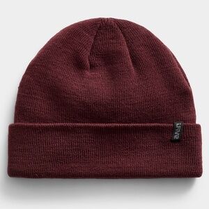 Unisex burgundy monochrome cuffed tuque hat beanie NWT